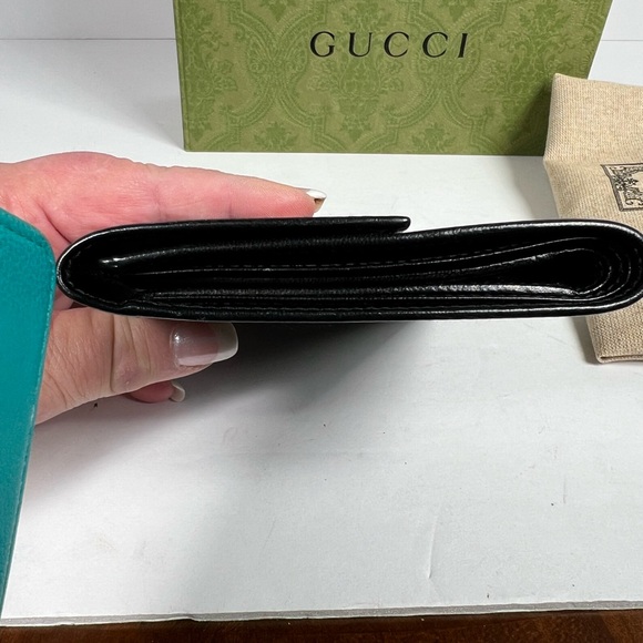 Gucci trifold dark Navy almost black leather wallet. Box and dust bag included - Picture 3 of 14